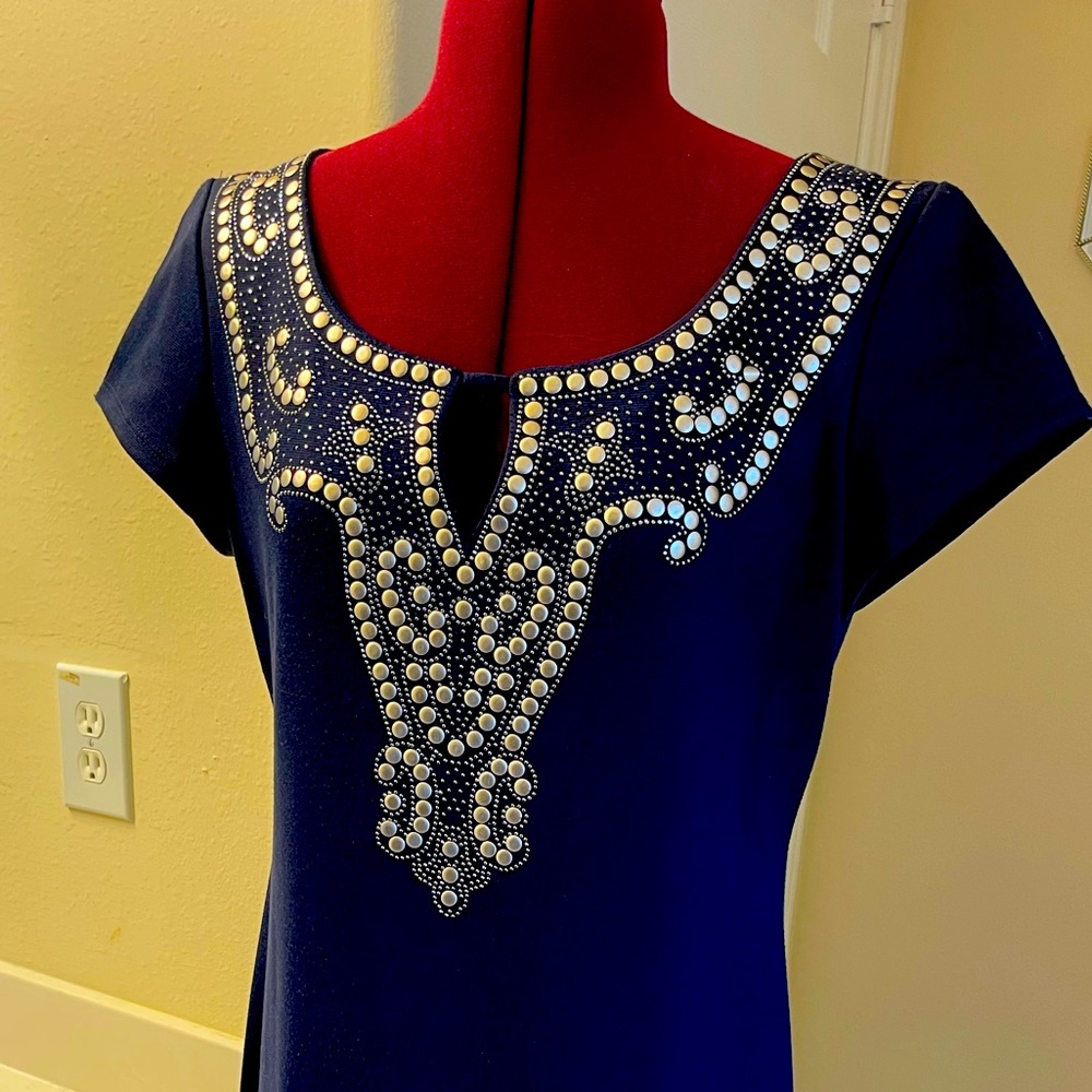 Blue Dress with Silver Decor